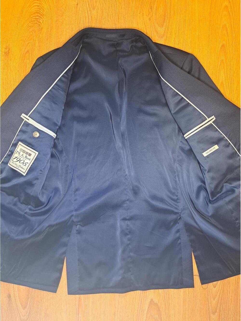 Jos A Bank 2 Piece Suit Boys Size 18 Pants 16 Navy Blue Wool - Picture 8 of 16